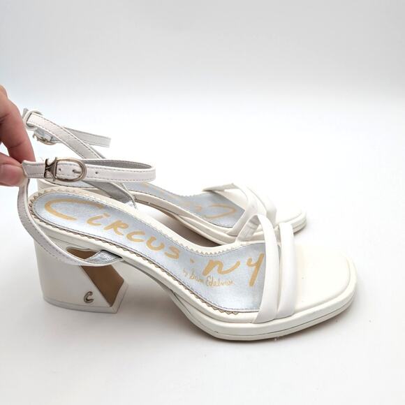 Circus NY by Sam Edelman Holly Ankle Strap Sandal Women's White Size US8.5M EU39 - Picture 3 of 11